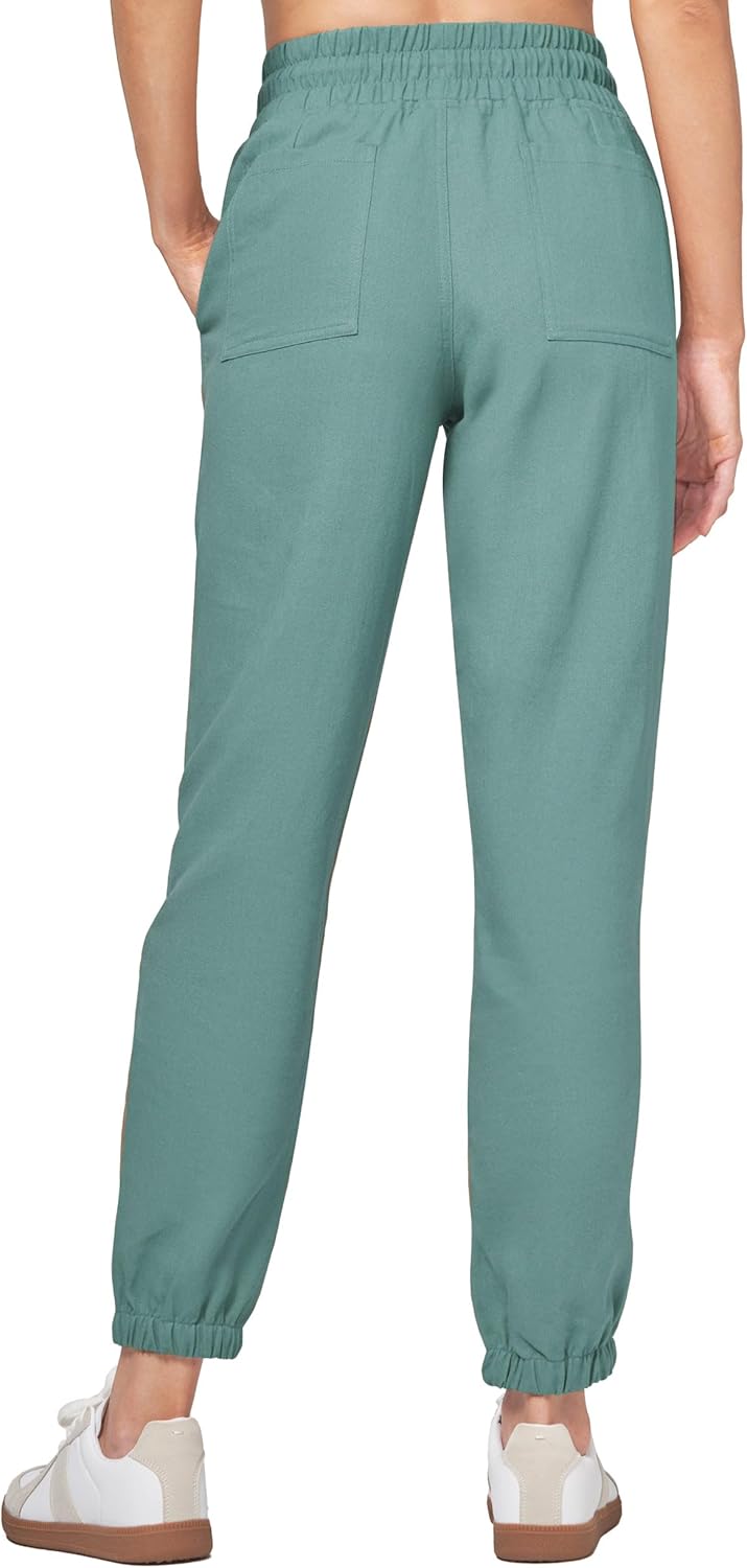 Willit Women Linen Pants Joggers Casual Lightweight Lounge Cotton Linen Travel Beach Summer Pants with Pockets 25.5"/28"