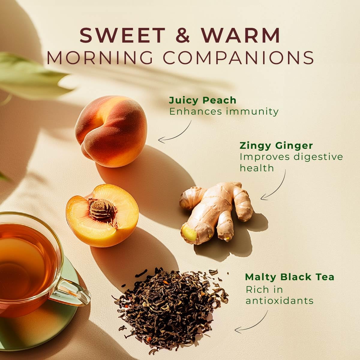 Gya Tea Co Chamomile Mint Herbal K Cups Tea Pods Variety Pack & Ginger Peach Black Tea K Cups Variety Pack for Keurig 2.0 &1.0