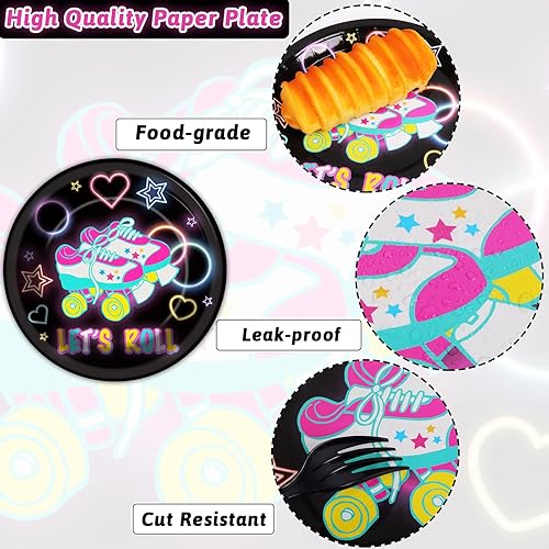 Miniatura 93 de 96 piezas de suministros de fiesta de neón para platos de fiesta, servilletas, vajilla, neón brillante, cumpleaños, pintado, decoración de fiesta