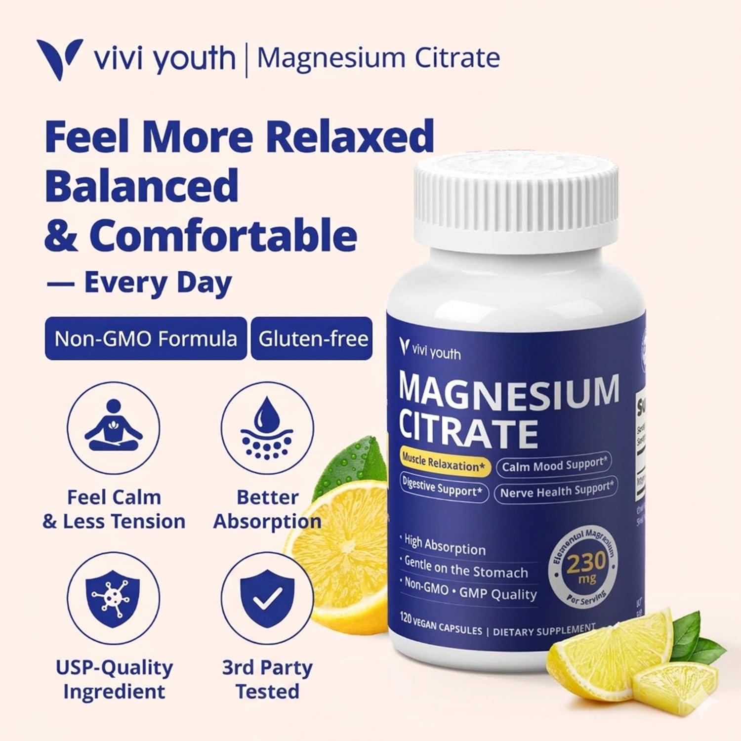 Magnesium Citrate 230mg Elemental 120 Capsules, 60-Day Supply — Amazon image 2