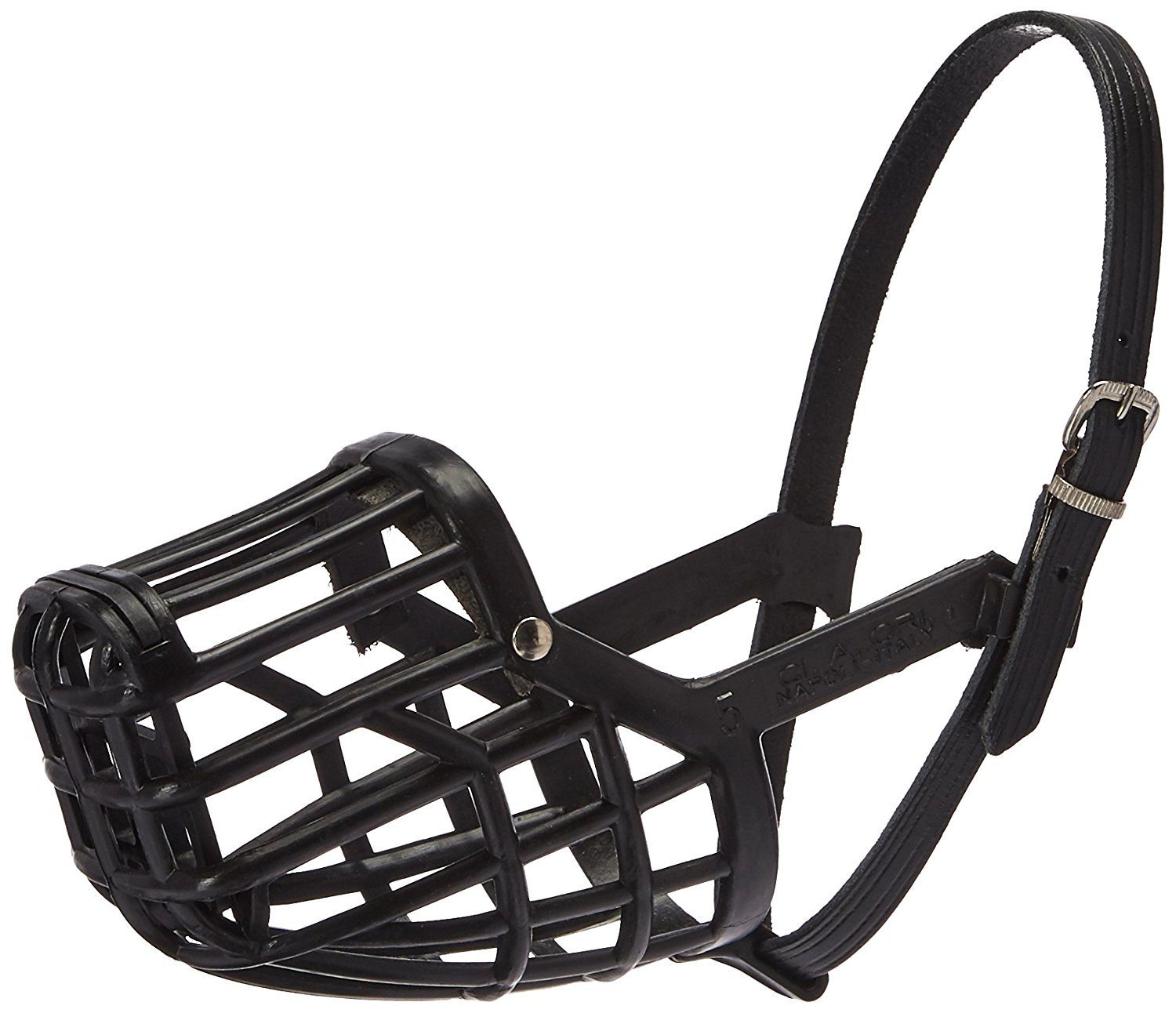 OmniPetLeather Brothers Italian Basket Dog Muzzle, Size 6, Black