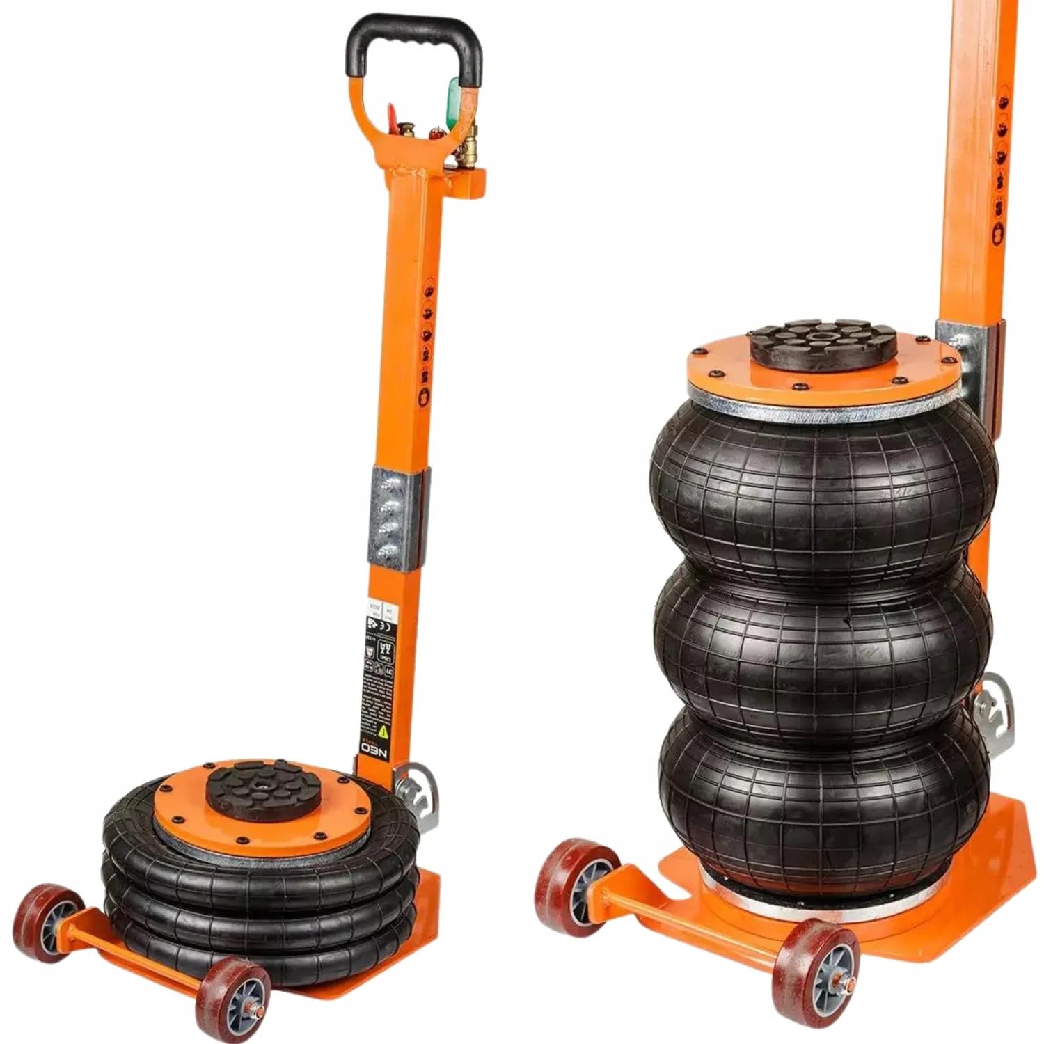 NEO Podnośnik Pneumatyczny 3T 14,5-42cm Bałwanek Poduszka + Kobyłki 3T