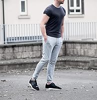 Vista 7 de JMIERR Pantalones deportivos cónicos para hombre, para gimnasio, correr, entrenamiento, atléticos, con cordón y bolsillos