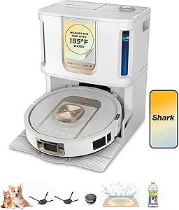 Shark Robot Vacuum & Mop Combo, PowerDetect ThermaCharged NeverTouch Pro, Self-Emptying, Self-Refill with Heated Mop Cleaning, 60-Day Capacity, 30-Day Tank, 6 PowerDetect Technologies, White, AV2900XE