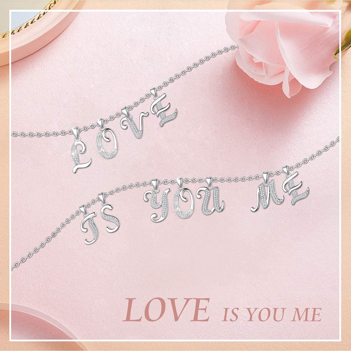 AEONSLOVE 925 Sterling Silver Initial Necklaces for Women, 26 Letters Pendants Necklace Gift for Mother, Daughter, Wife, 18 Inch Chain - Image 7