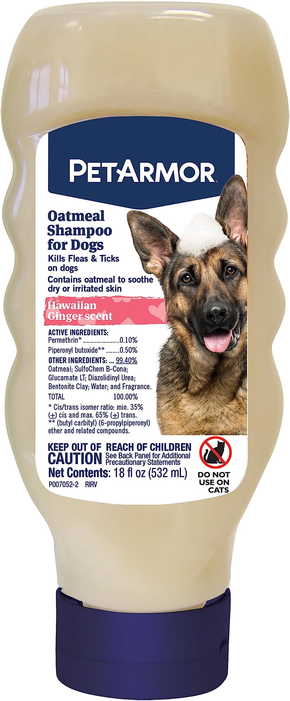 PetArmorFlea & Tick Protection Oatmeal Shampoo for Dogs, Hawaiian Ginger Scent, 18 oz