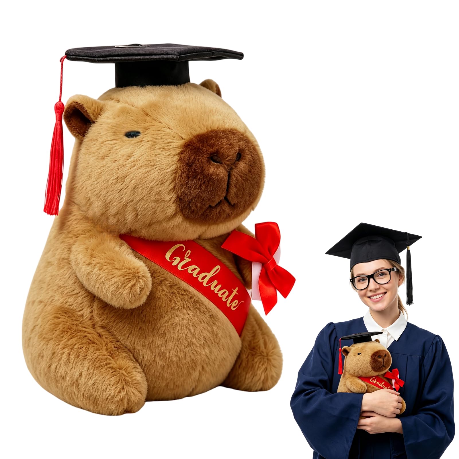 SKIPTHYBER Capybara Plush Toy-25cm Capybara Plush Doll with Graduation Hat,Lovely Graduation Decorations Plush For College High School Preschool Photo Props,Graduation Christmas, Home Decoration — image 1