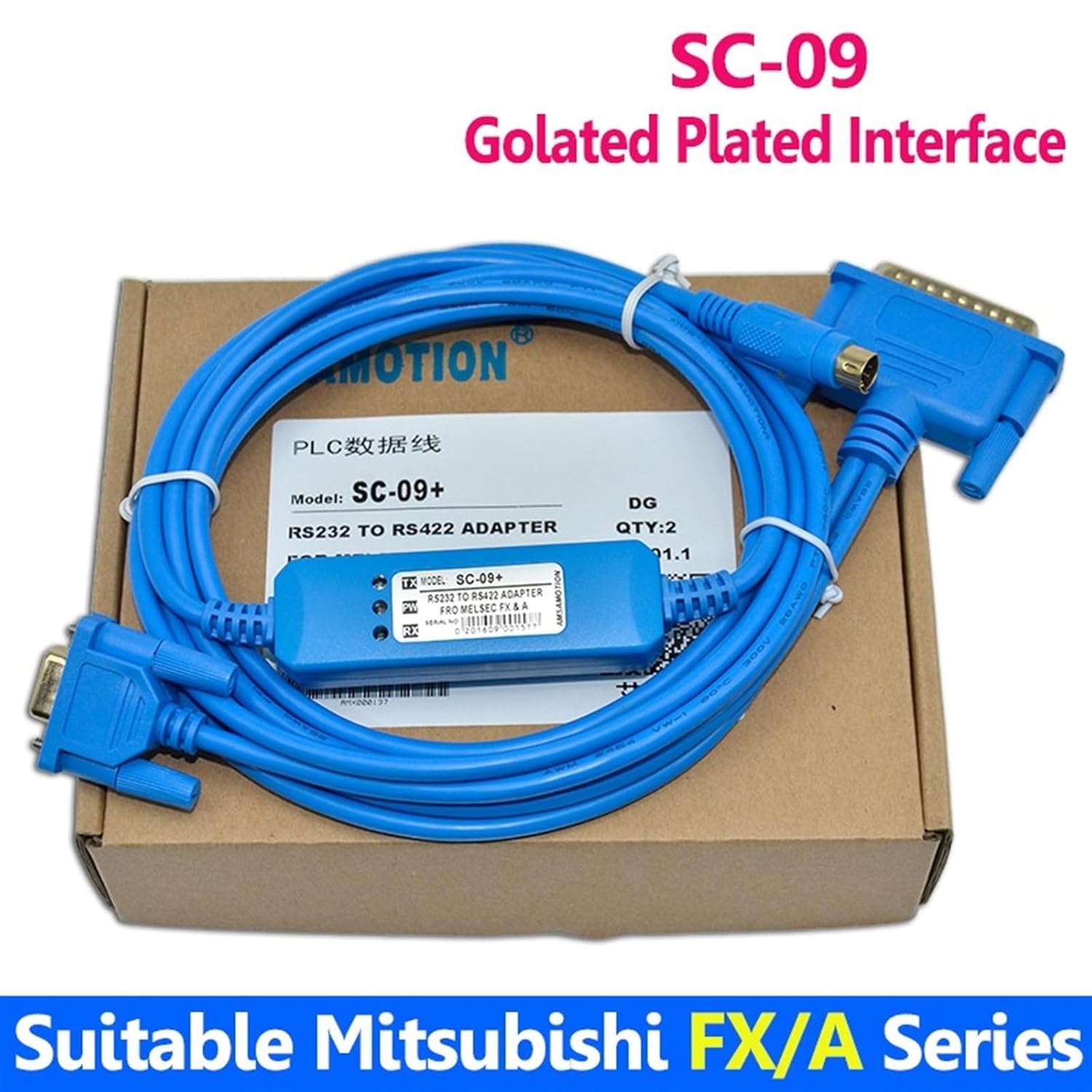 Isolated Cable SC-09 RS232 to RS485 Adapter for Melsec Compatible with FX A Cable FX0 FX0S FX1S FX0N FX1N FX2N(Economic 2m)