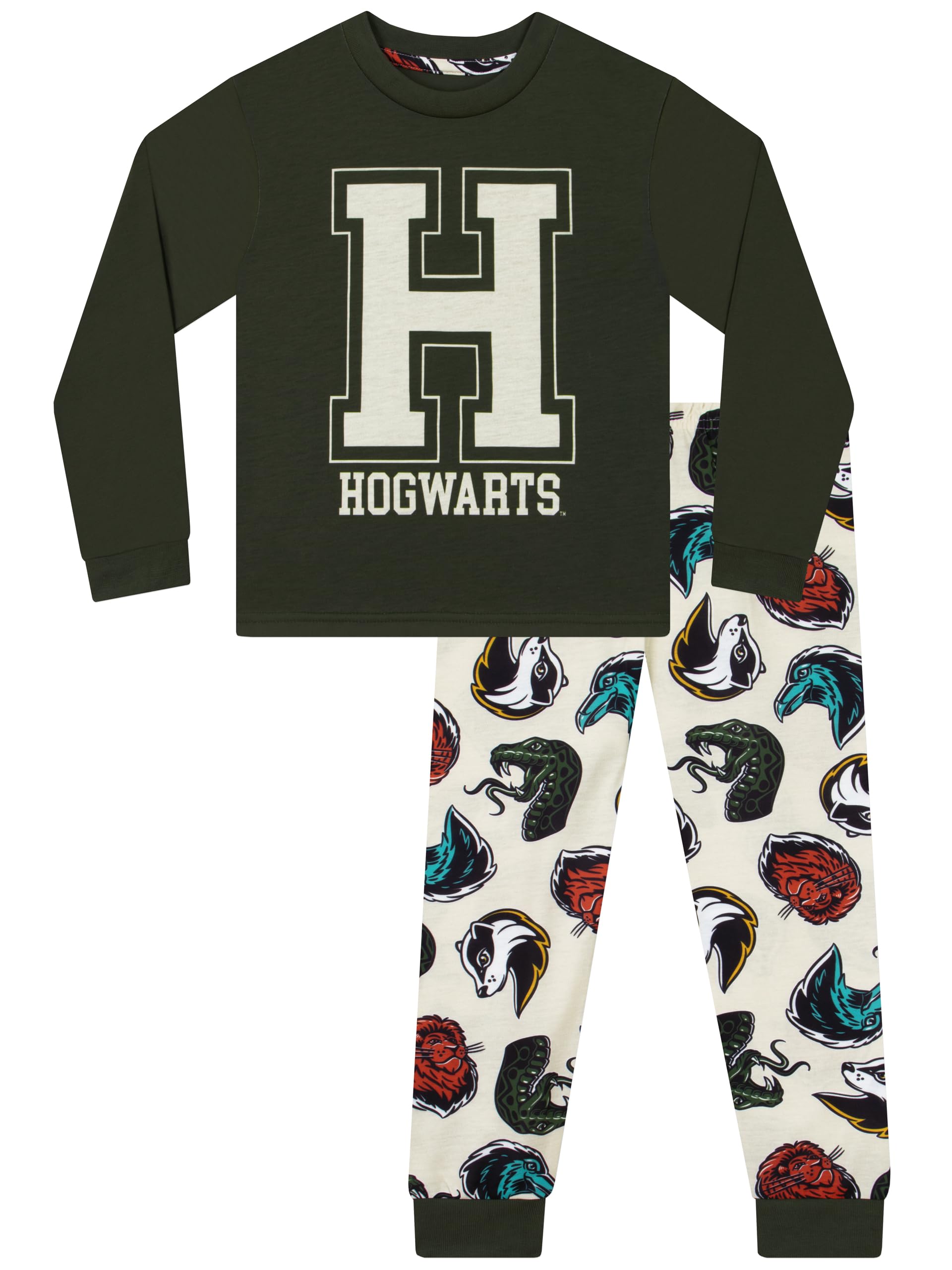 Harry Potter Pajamas, Hogwarts Girls And Boys Pajamas, Long Sleeve Boys And Girls Pjs, Hogwarts Pajama Set