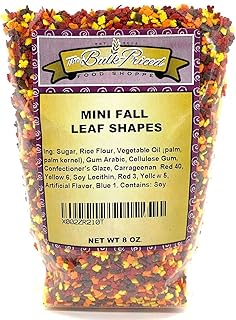 Mini Fall Leaf Shaped Sprinkles, Mixed Fall Colors, Bulk Size (8 OZ. Res...