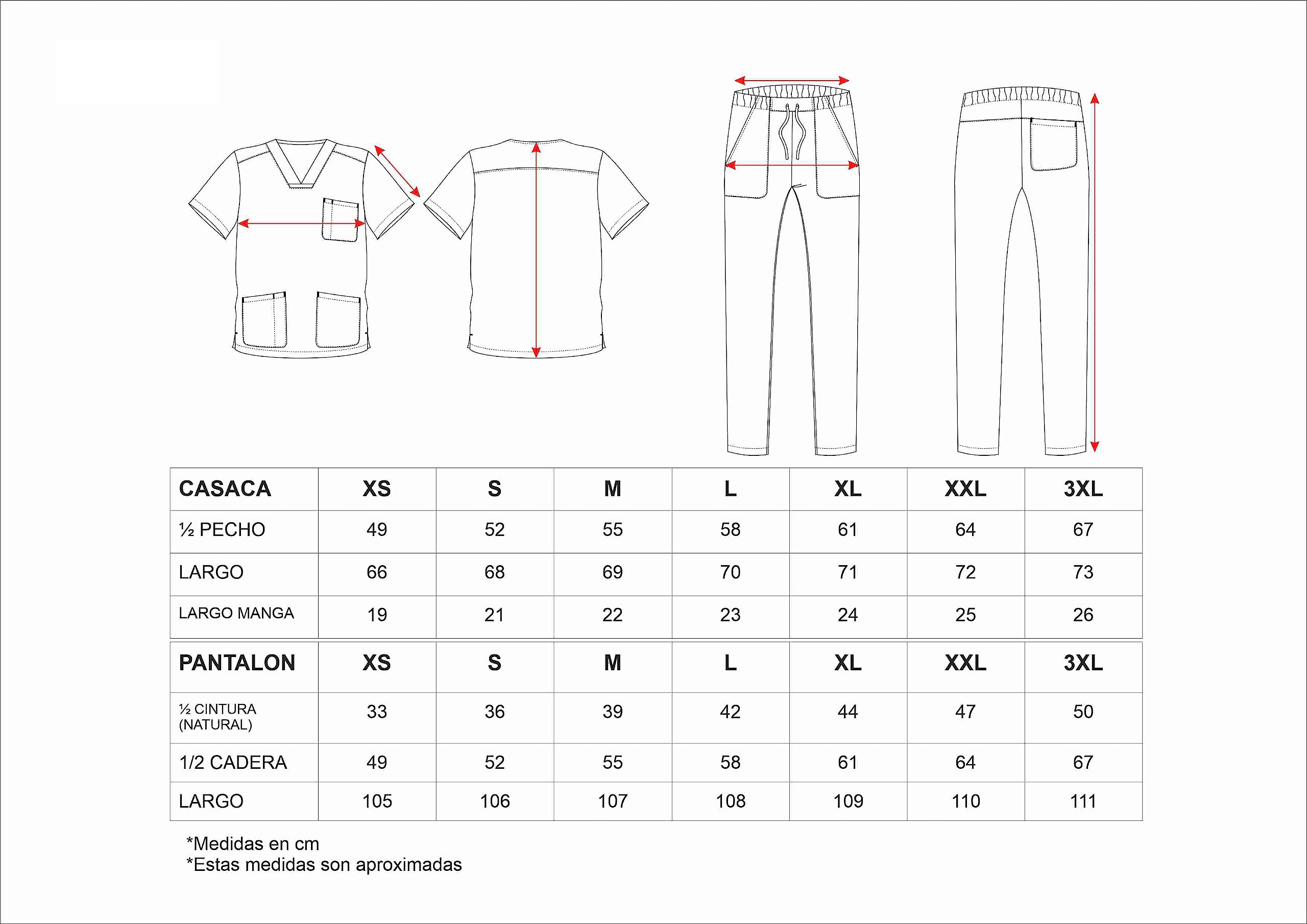 WORKTEAM Conjunto Sanitario Elástico Unisex.Uniforme Sanitario, Médico, Enfermera, Dentista, Estética, Veterinaria. Unisex