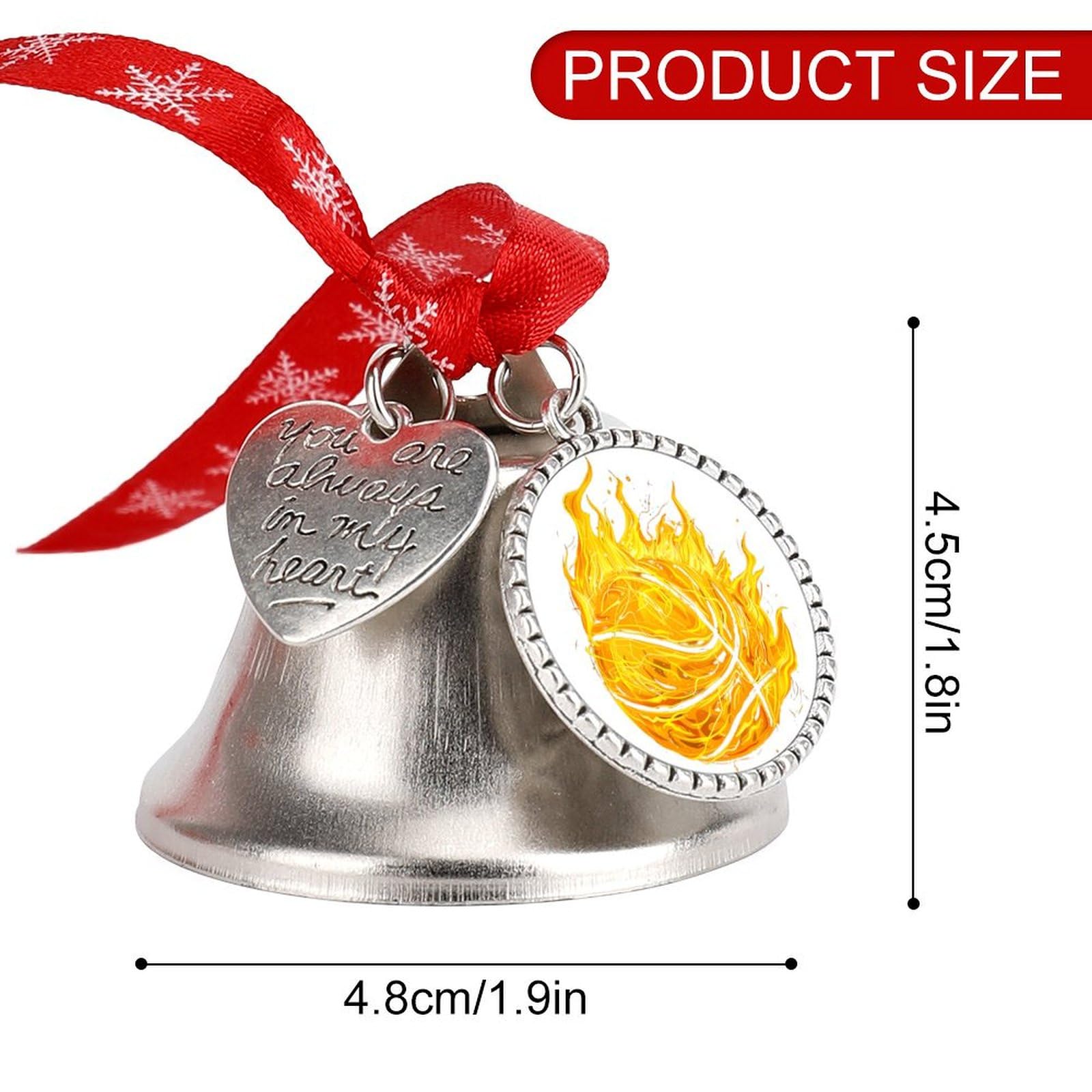 Fire Basketball Ball Flaming Funny Christmas Bell Ornament Cute Xmas Tree Hanging Pendant Decoration for Holidays Party