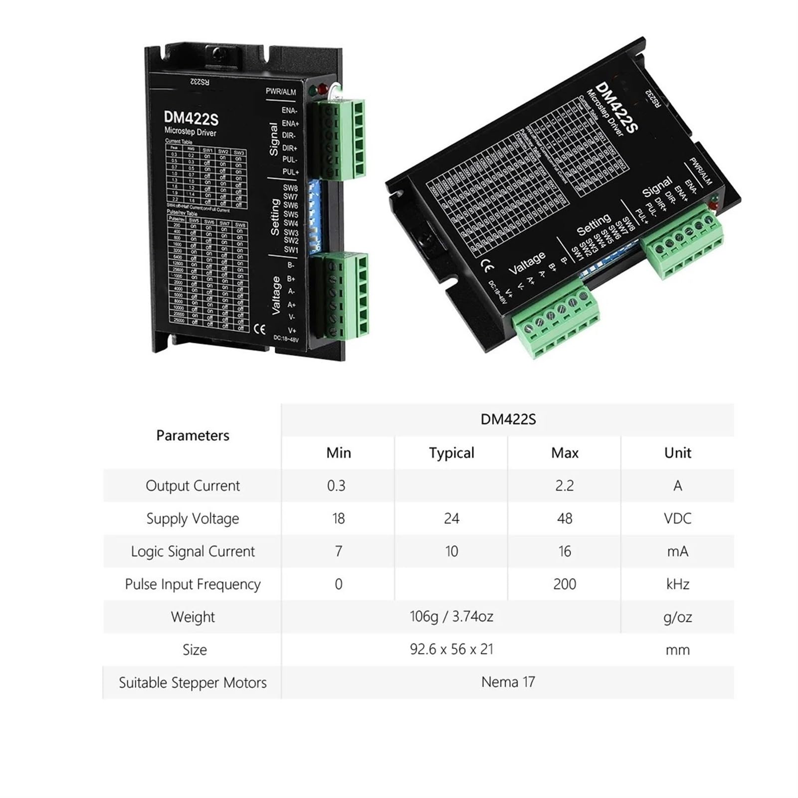 42mm Flange Step Motor Kit 0.4N.m 1.5A Nema 17 Open Loop Stepper Motor 1.0A-5.0A 18-50V DC Step Driver for 3D Printer Scena Montaż