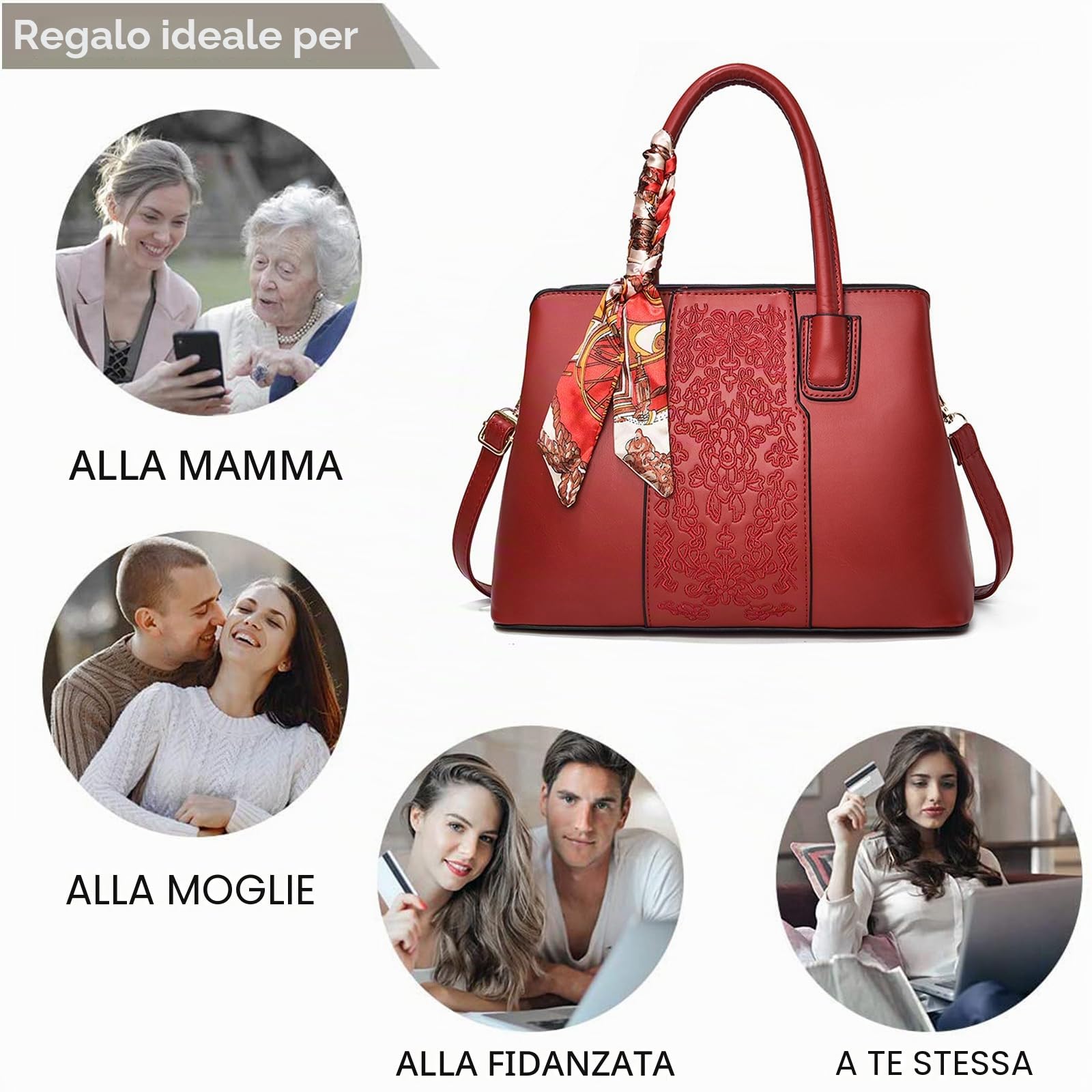 Donna Borse a Mano PU pelle Borsa a Spalla Grande capacità Borsa a tracolla Borsa Tote per Lavoro Uso Quotidiano