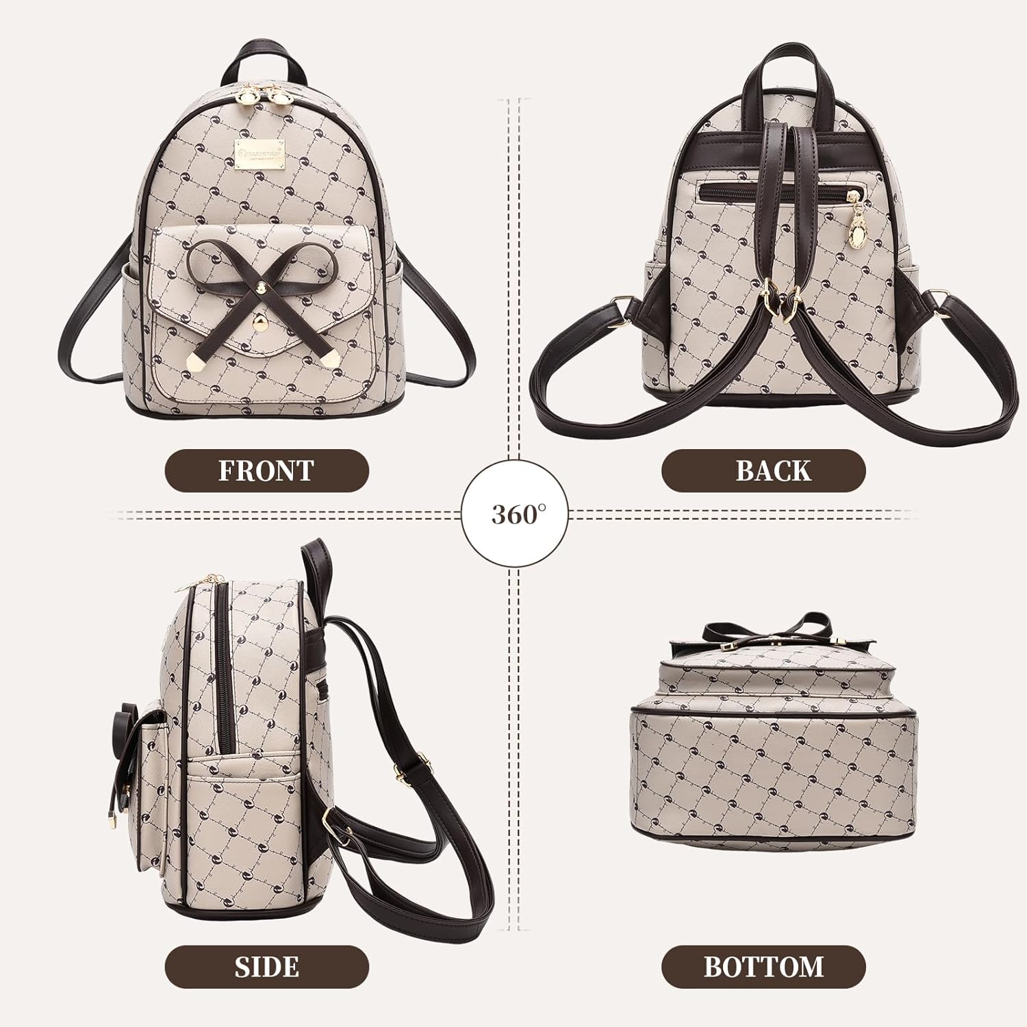 I IHAYNER Girls Bowknot Cute Leather Backpack Mini Backpack Purse for Women - Image 3