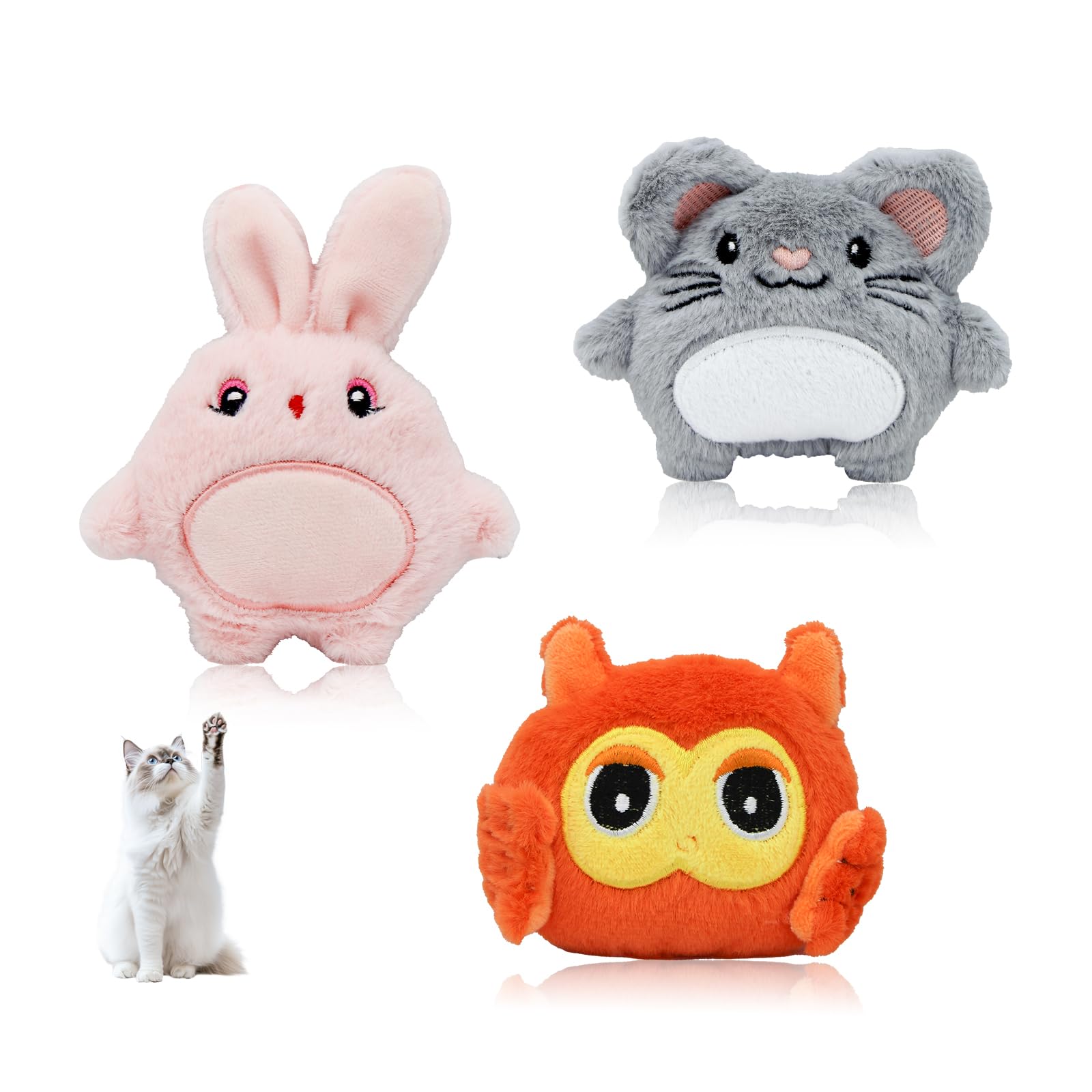 Andiker Catnip Toys for Cat, 3 Pack Cat Chew Toy with Catnip and Crinkle Sound for Chewing Biting, Cat Interactive Toy for Indoor Cats Exercising Chasing Kicking