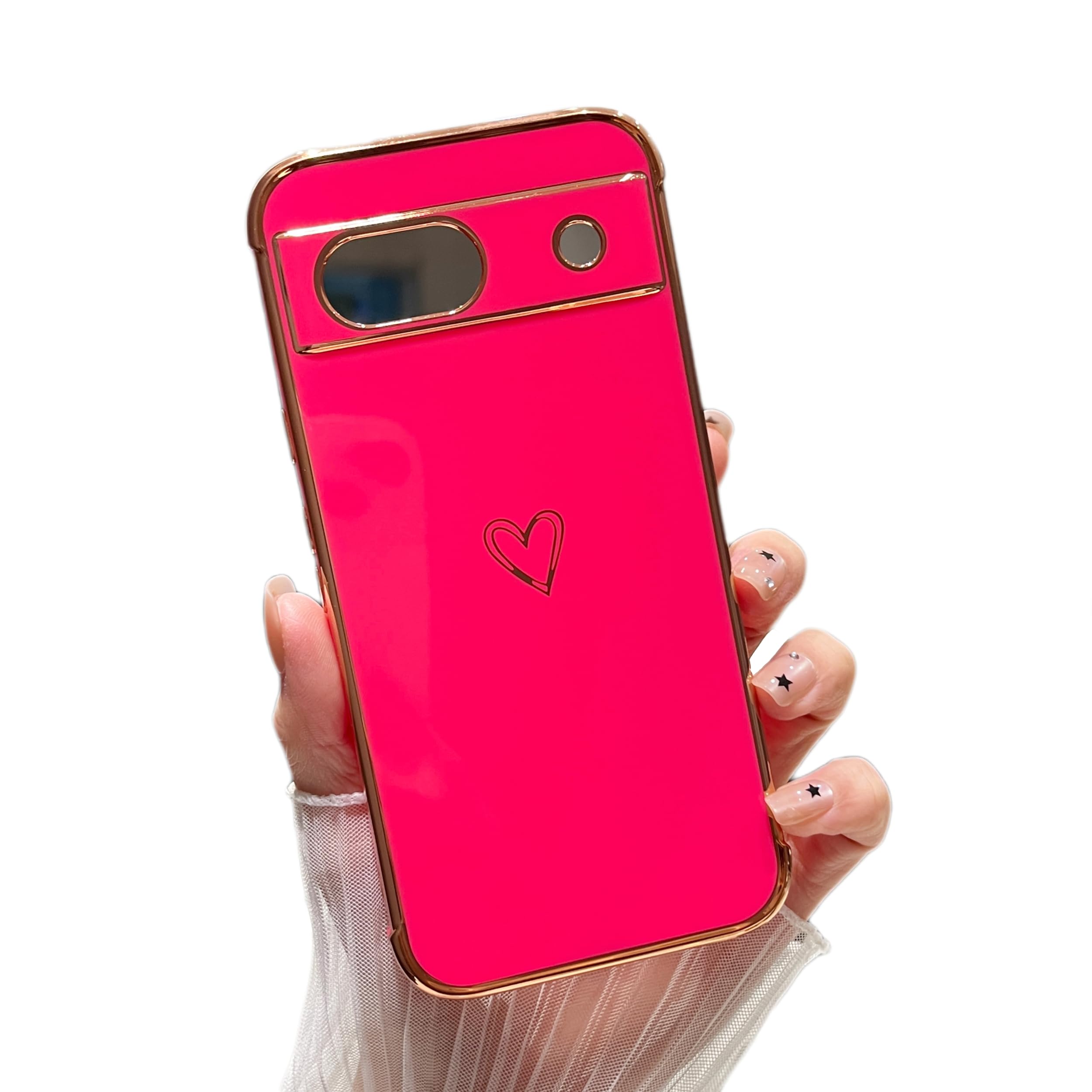 Coque Google Pixel 8a avec protection caméra antichoc motif cœur rose - 8