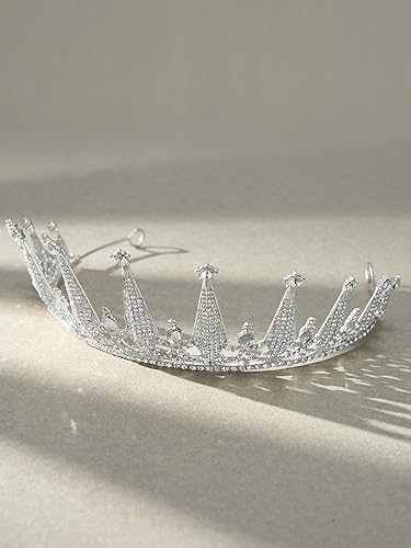 Miniatura 20 de SWEETV Tiaras y coronas para mujer, tiara de boda de cristal para novia, corona plateada de metal, accesorios de fiesta de disfraces