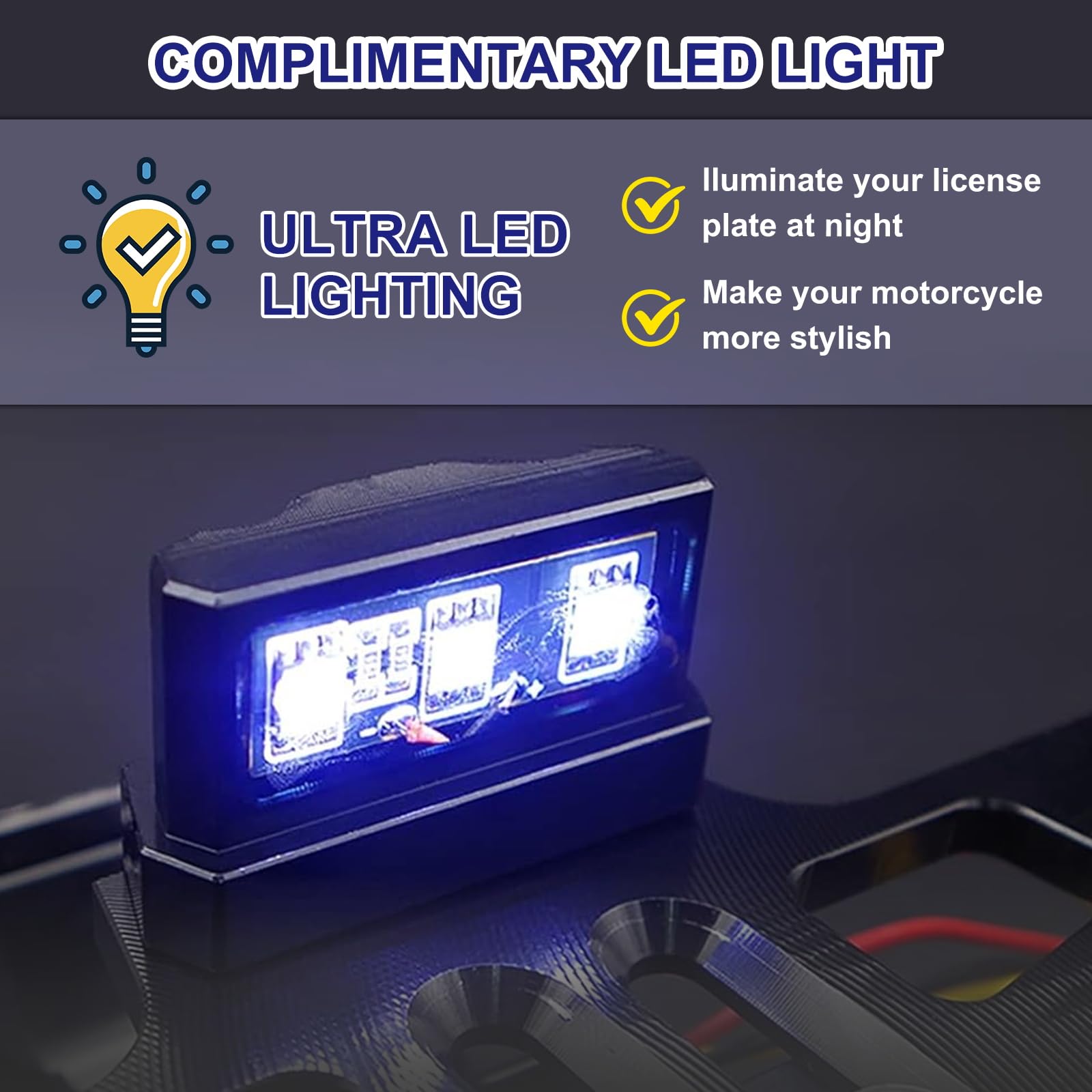 Kit di eliminazione parafango universale per moto, telaio targa per indicatori di direzione regolabile per moto con luce a LED in alluminio per modelli universali