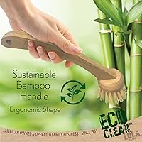 Vista 5 de LOLA Eco Clean Cepillo de bambú para platos, multiusos, mango de bambú renovable ergonómico sostenible, fibras son botellas de soda/agua recicladas