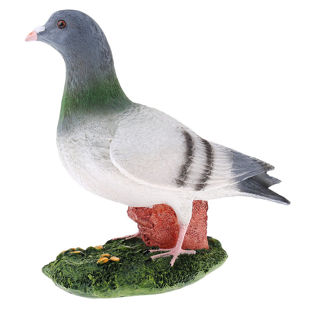 MagiDeal Figurine Pigeon Voyageur Résine Décoration Paysage Miniature Bonsaï Jardin - Gris Blanc