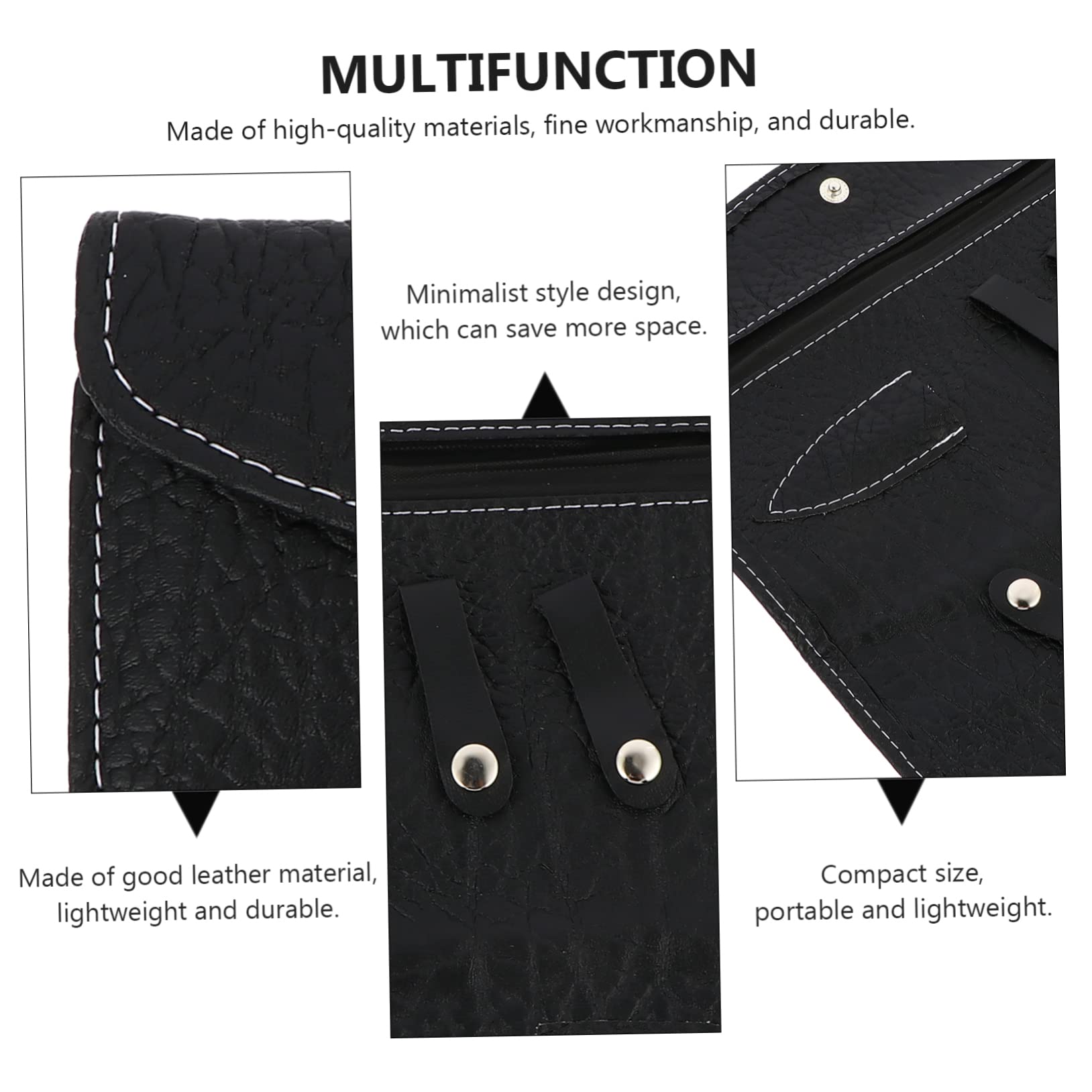 IWOWHERO Leather Hair Scissors Case Foldable Barber Bag for Hairdressers Salon Scissor Pouch Holder for Professional Styling Tools and Accessories