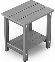 Vista 20 de MXIMU Mesa auxiliar exterior Adirondack de doble capa, mesas laterales exteriores cuadradas resistentes al clima, mesa auxiliar exterior