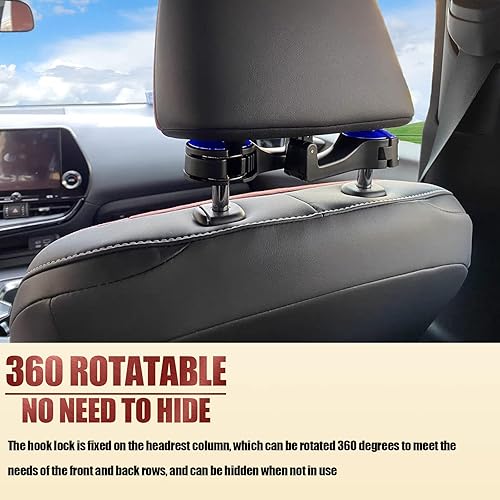 Miniatura 4 de Ganchos de asiento de coche 2 en 1 para bolsos y bolsas con soporte para teléfono, organizador universal para reposacabezas de automóvil, gancho
