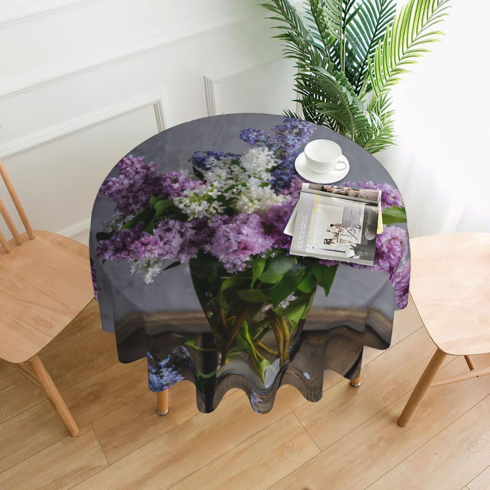YYHWHJDE Flowers Prints Round Decorative Tablecloth 60in - High-Grade Polyester Throw for Elegant Dining & Festive Gatherings