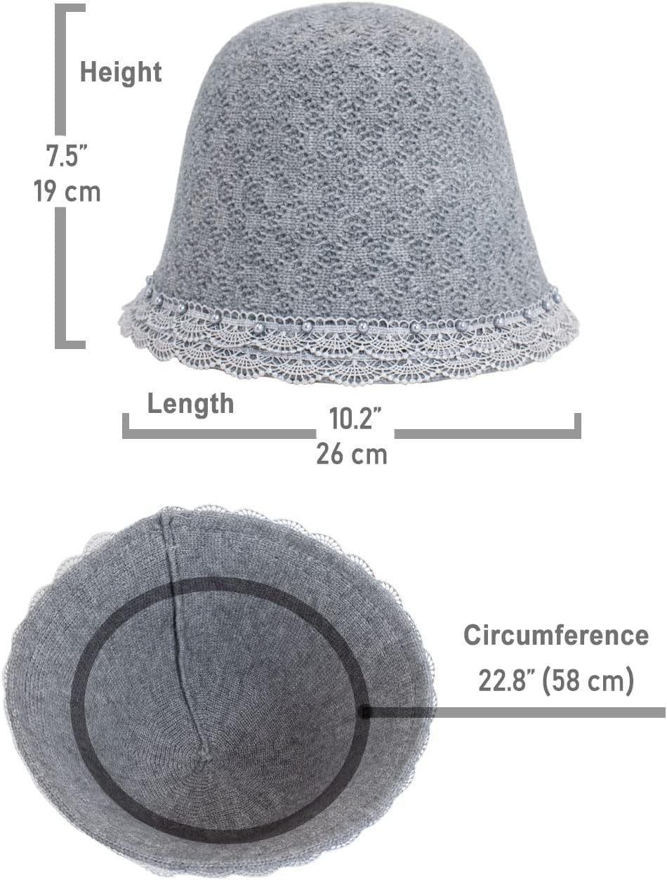 Dahlia Women's Winter Hat - Wool Cloche/Bucket Hat, Slouch, Flower