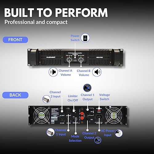 Miniatura 7 de musysic profesional 2Canal 9000vatios de potencia DJ PA Amplificador de señal Out mu-p9K
