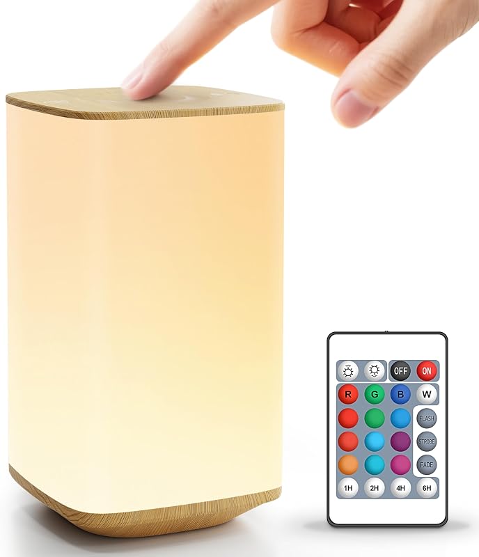 Luz nocturna para bebé Auxmir, 4000 mAh, control remoto, táctil, 256 colores RGB, marrón | Luz suave y agradable a la vista con memoria de color, temporizador de 1/2/4/6H y diseño portátil para uso en guardería, alimentación y cabecera