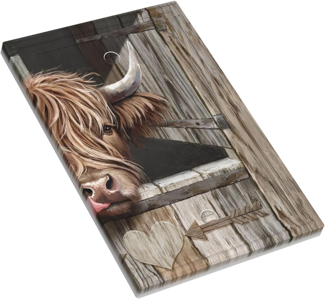 Farmhouse Highland Cow Light Switch Cover 1 Gang Single Rocker Rustic Country Decorative Wall Plate Switchplate Receptacle Lightswitch Faceplate for Bathroom Bedroom Kitchen