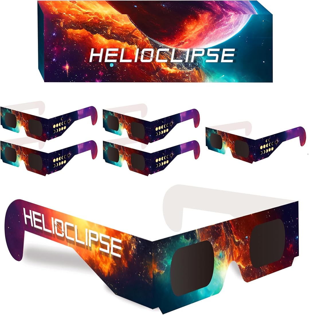 6 Pack Solar Eclipse Glasses 2024 - Lenses Made in USA NASA-Grade AAS Approved - Trusted for Direct Solar Eclipse Viewing - ISO 12312-2 & CE Certfied