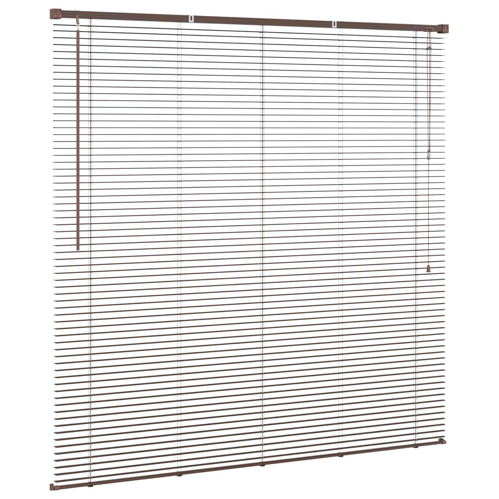 PVC-Jalousie, 150 x 140 cm, Braun, 25 mm | Modernes Design für den Schreibtisch, inklusive Drehstange, einfache Reinigung mit feuchtem Tuch