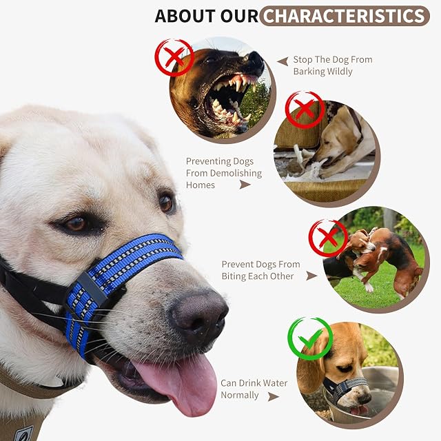 Foto 4 de 6 de PETCUTE Bozal para Perros Pequeños y Medianos,Ajustable Bozal de Nylon para Perros,Bozal de Suave para Perros…