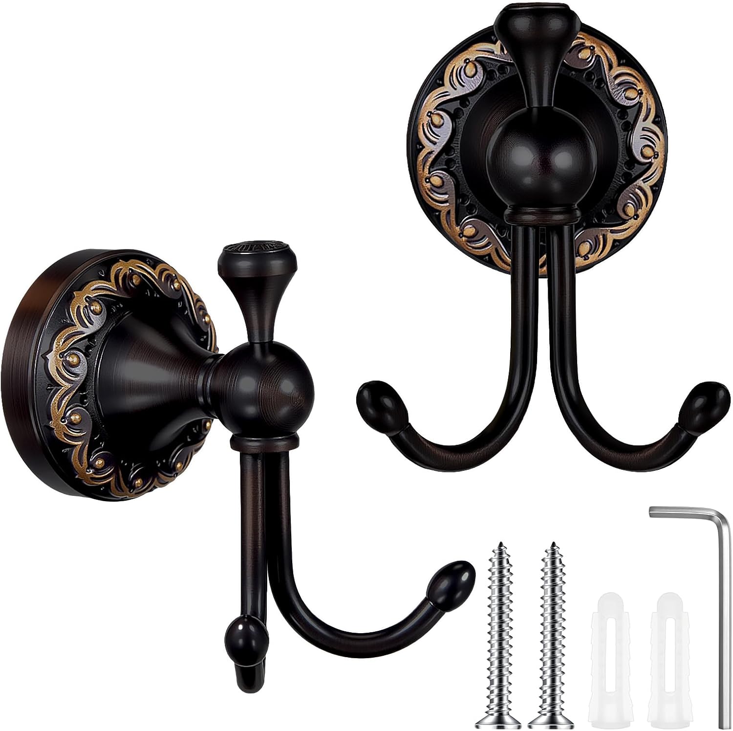 2 Pcs Oil Rubbed Bronze Towel Hooks Antique Bathroom Hooks for Towels Thumbnail