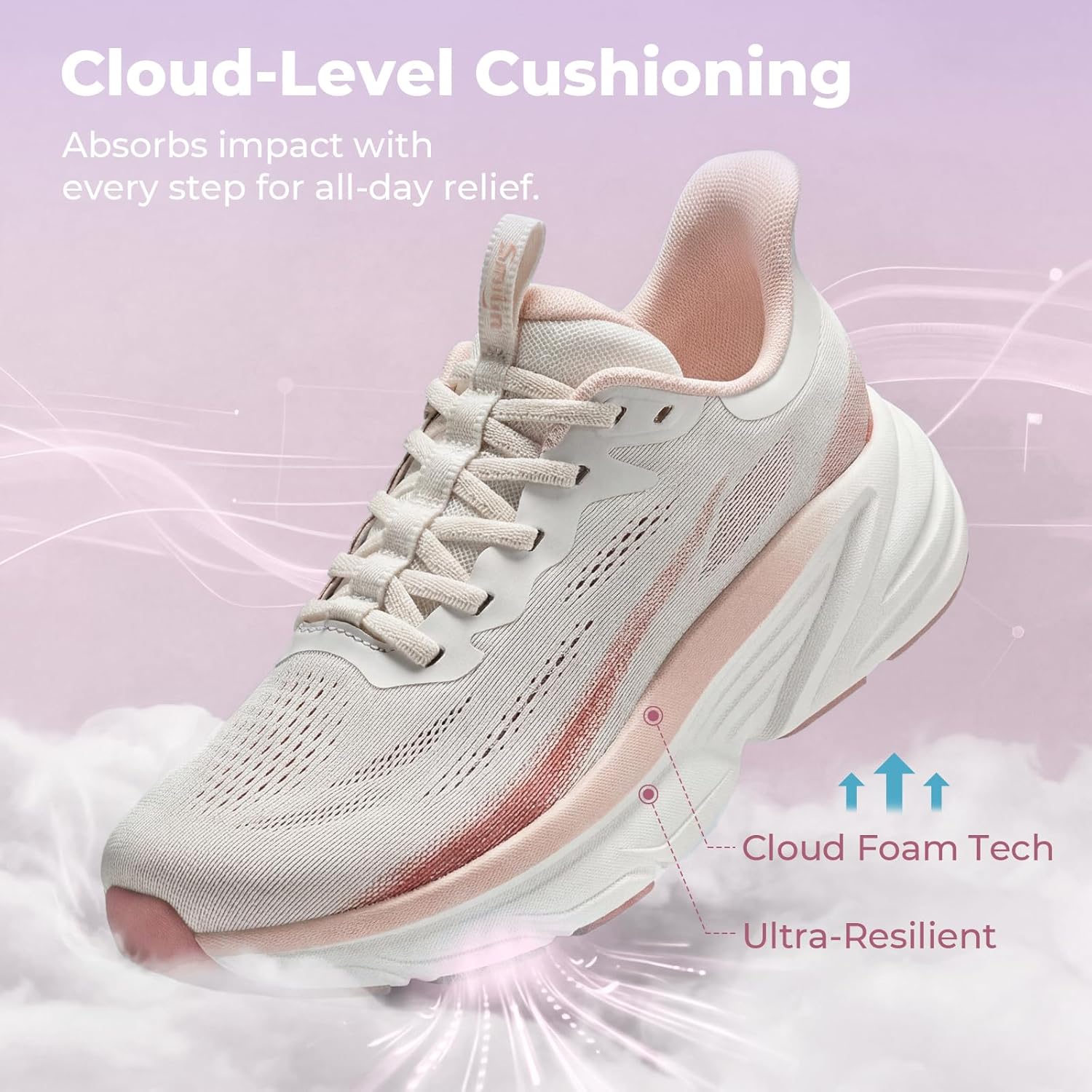 SMILIN Women's Slip On Walking Shoes with Arch Support, Comfortable Lightweight Cushion Sneakers for Standing All Day Work, Non Slip Breathable Mesh Running Tennis Footwear for Casual Travel Gym