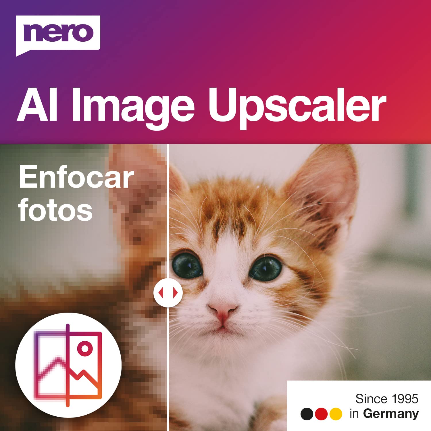 Nero AI Image Upscaler | Enfocar Fotos | Ampliar Imágenes | Escalar a 4K | Optimizar Fotos | Fácil Rescalado | Windows 11 / 10 | Licencia Anual