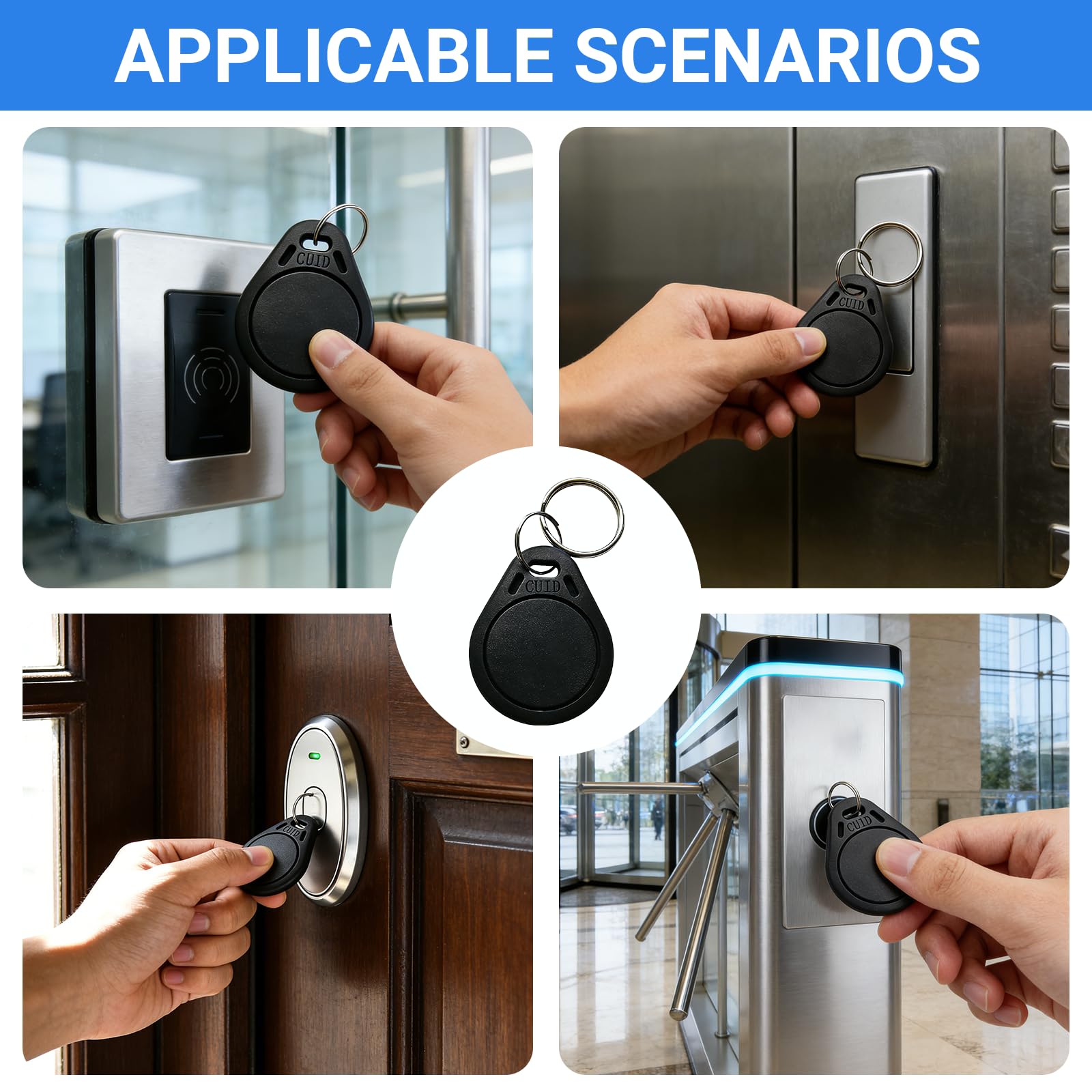 Llaveros RFID 13.56MHz CUID Programables UID Modificable Control Acceso Negro