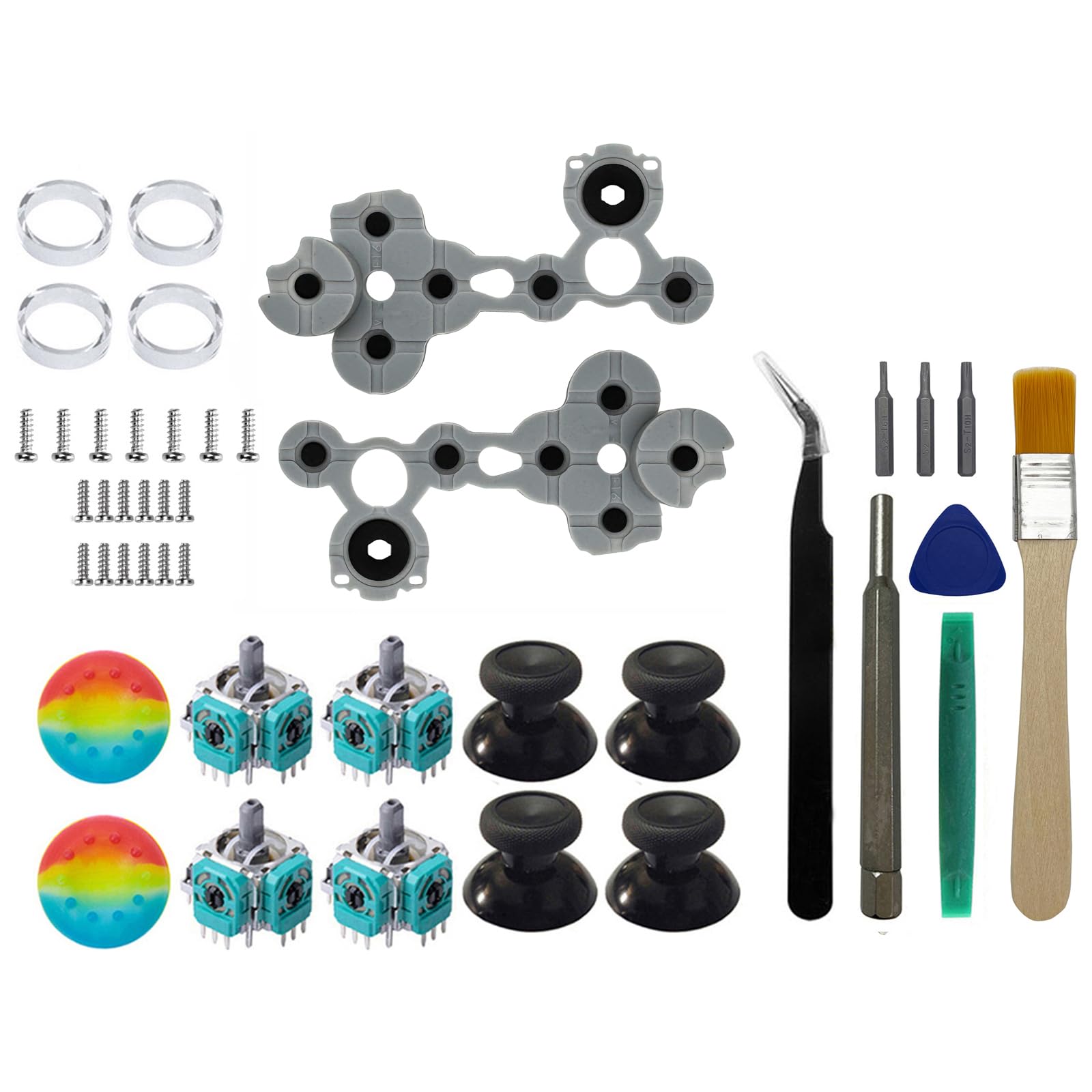 Onyehn 43 Pcs 3D Analog Joysticks Repair Kit for Xbox One Slim Controllers,Thumbsticks Sensor Repair Tool for Stick Drift, Broken, and Loose Joysticks