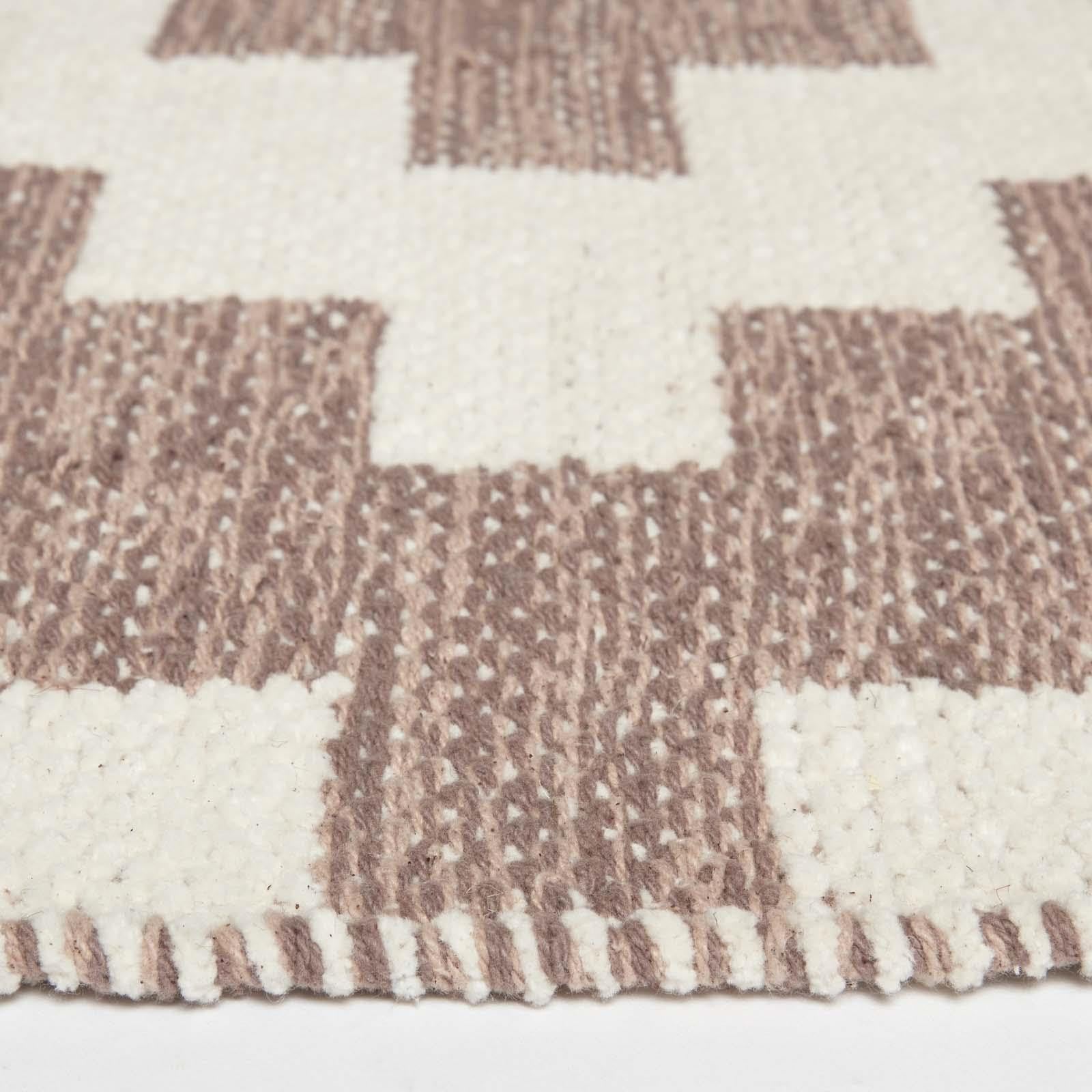 HOMESCAPES Tapis de Couloir Kilim en Coton, Tapis Marron et Beige Malina, Tapis de Salon Artisanal 66x200 cm