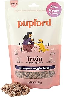 Pupford Freeze Dried Training Treats for Dogs & Puppies, 215+ Four Ingredient Bites (Turkey & Veggies, 3 oz)