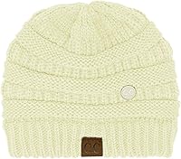 Vista 1 de CC - Gorro de punto trenzado grueso y clásico para invierno y otoño