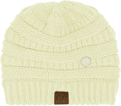 CC - Gorro de punto trenzado grueso y clásico para invierno y otoño