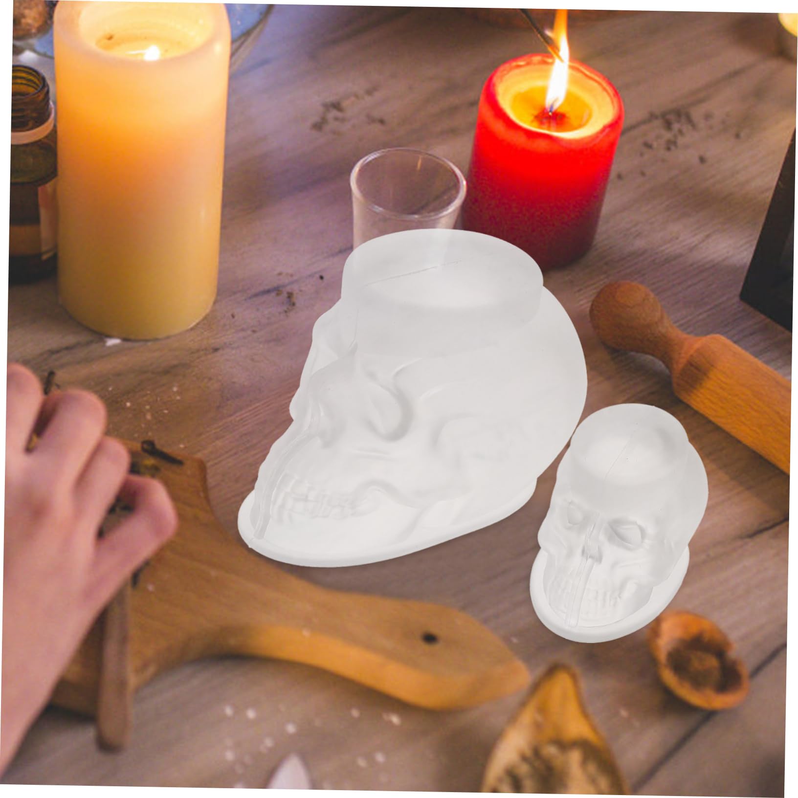 Tofficu 4 Ensembles Moule De Coulée Époxy Moules De Bricolage De Fabrication De Crâne 3d À Bougie Parfumée Bricolage En Plâtre De Cire Gel De Silice 3 Pièces * 4