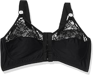 حمالة صدر بفتحة امامية للنساء مع اربطة من لاسو، عبوة 1 قطعة, أسود, 36، مزيج البوليستر، خالٍ الأسلاك