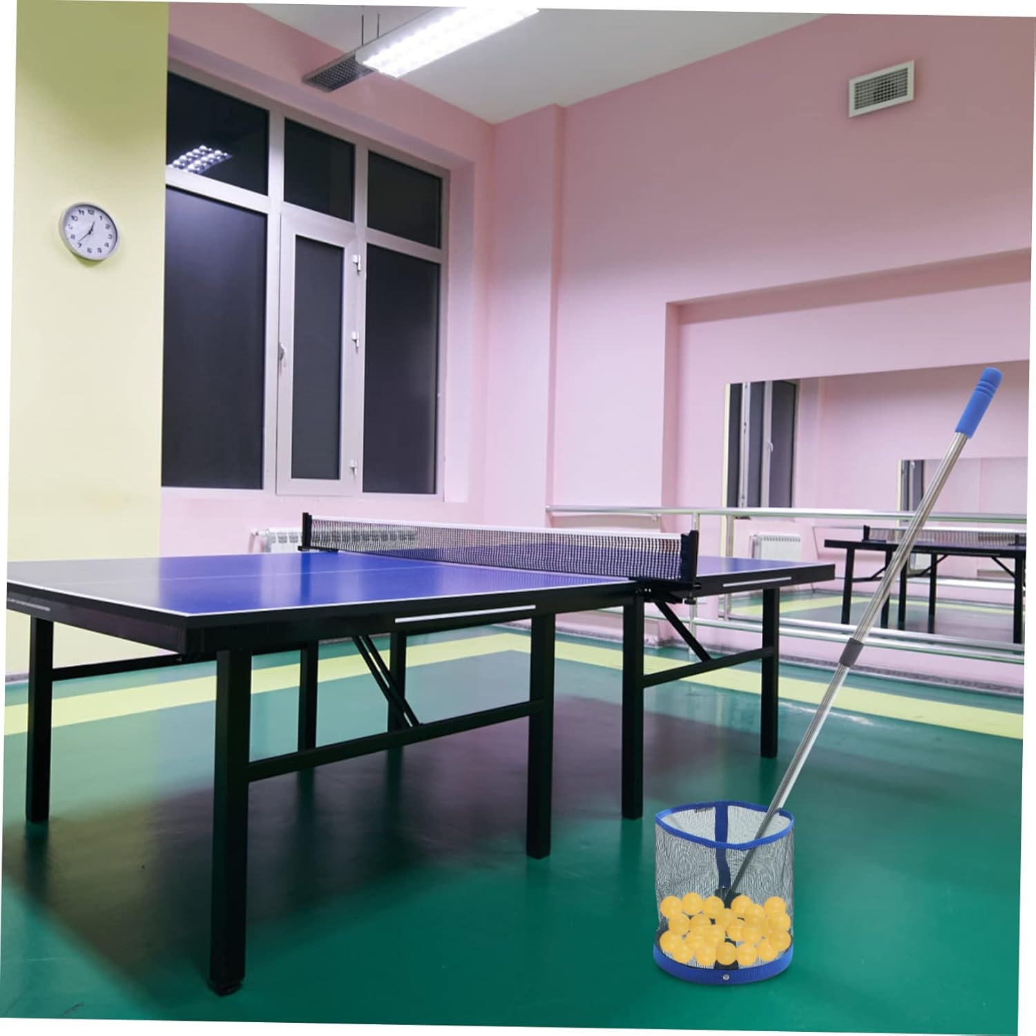 Table Tennis Ball Storage Net Pong Ball Retriever Adjustable Rod for Neatly Organizing
