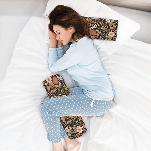 Miniatura 6 de Almohada de almohada floral de huesos de Halloween para piernas, almohada de espuma para el cuello, almohada redonda, almohadas cilíndricas, soporte