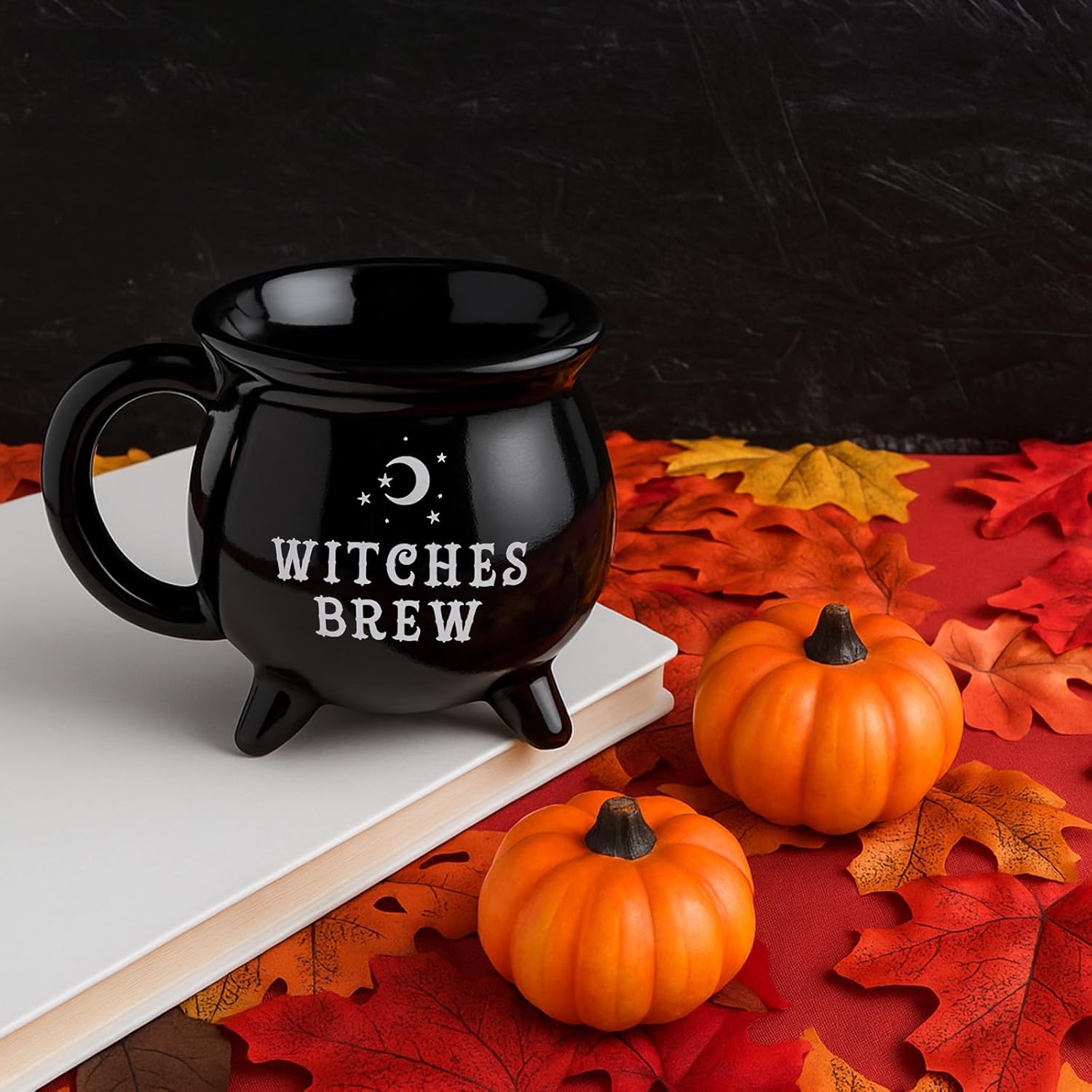 Halloween Witchy Cauldron Coffee Cup - 400ml Black Ceramic Spooky Mug with Silver Moon & Stars Design, Microwave Safe, Halloween Party Cup, Autumn Decorative Mug for Witches Brew Lovers - Image 6
